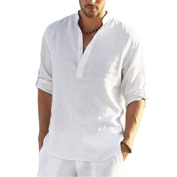 2022 New Men's Casual Blouse Cotton Linen Shirt Lo