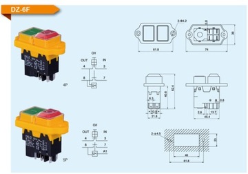Переключатель бетоносмесителя ДЗ-6, 5 контактов, дрель, отбойник, контакты KJD17