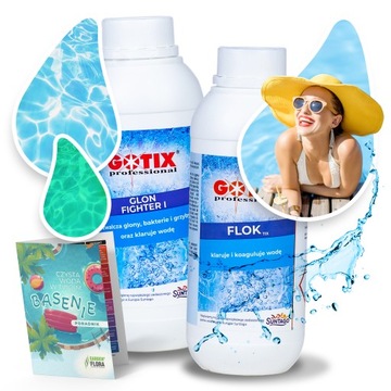 CHEMIA BASENOWA zestaw FLOKTIX 1l KOAGULUJE + GLON FIGHTER 1l zwalcza GLONY