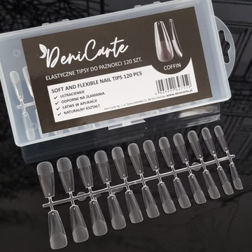 ГИБКИЕ ПРОЗРАЧНЫЕ НАКОНЕЧНИКИ 120 ШТ. ГРОБ БАЛЕРИНА