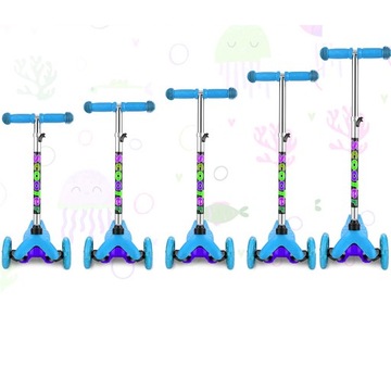 ТРЕХКОЛЕСНЫЙ ДЕТСКИЙ САМОКАТ, СВЕТОДИОДНАЯ ПОДСВЕТКА, БАЛАНСИРОВКА, СКЛАДНОЙ, 50 кг