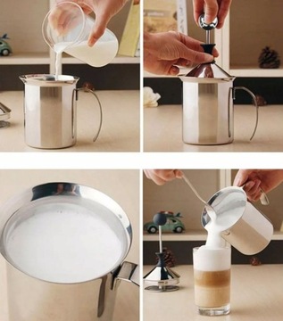 Устройство для вспенивания молока Hoffner, темпер для кофе латте, 800 мл, нержавеющая сталь, большой