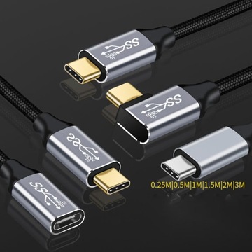 Удлинительный кабель USB C PD для быстрой зарядки 100 Вт, 5 А, 20 В, USB 3.1 Gen 2, длина 1,5 м