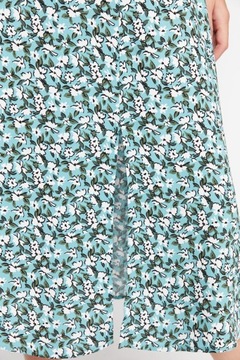 Trendyol Zielona wiskozowa spódnica midi z rozcięciem w kwiatowy wzór 42