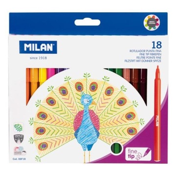 FLAMASTRY Z CIENKĄ KOŃCÓWKĄ 18 KOLORÓW MILAN 8411574047759
