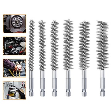 СТАЛЬНАЯ ЩЕТКА 6 ШТ. 8/10/12/15/17/19 ММ ПОДХОДИТ ДЛЯ ПРОЧИНКИ ТРУБ