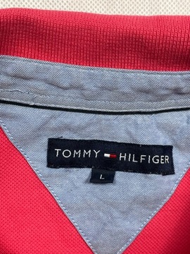 Tommy Hilfiger logo unikat róż longsleeve polo XL