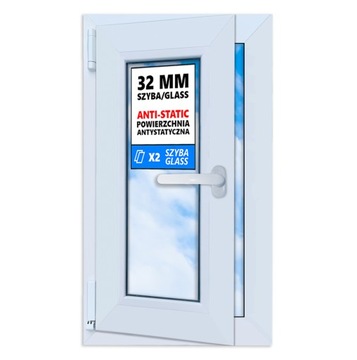 Okno PCV białe 40x70 LEWE, nowe 400x700 mm rozwierno uchylne, dwuszybowe