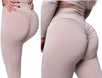 Legginsy sportowe damskie PUSH UP marszczenia SIŁOWNIA KOLORY S/M