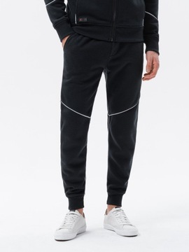 Komplet męski dresowy kontrastowe wstawki bluza + spodnie czarny V1 Z60 S