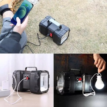 LATARKA AKUMULATOROWA SZPERACZ LAMPA LED USB POWER BANK LEKKA 7 TRYBÓW