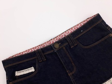 DENIM CO jeansowe KRÓTKIE SPODENKI z gipiurą _ 38