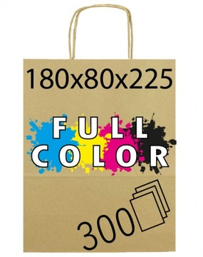 Torba papierowa z kolorowym nadrukiem TWOJE LOGO S180x80x225mm 300szt CMYK