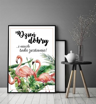 КАРТИНА-ПОСТЕР В РАМКЕ 43х33 см Фламинго P706