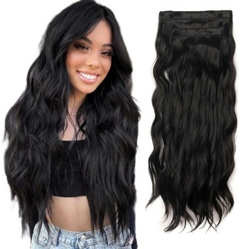55CM NATURALNE WŁOSY DOCZEPIANE CLIP IN Falowana
