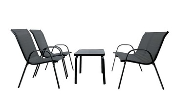 КОМПЛЕКТ САДОВОЙ МЕБЕЛИ БАЛКОН ТЕРРАСА СТОЛ СКАМЬЯ 2x СТУЛЬЯ MARBELLA GREY