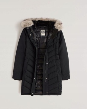 ABERCROMBIE KURTKA PARKA PUCHOWA KAPTUR CZARNA M