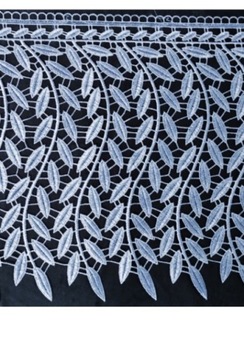 ГИПЮР ЛИСТ ВЫШИВКА УЗОР ДЕКОР СКАТЕРЬ СЕРЫЙ КРУЖЕВНОЙ ОРНАМЕНТ ДЛЯ ШТОР 30 см