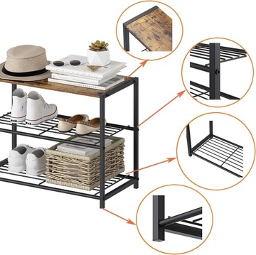 SZAFKA NA BUTY INDUSTRIALNA PÓŁKA NA OBUWIE STOJAK LOFT REGAŁ VINTAGE