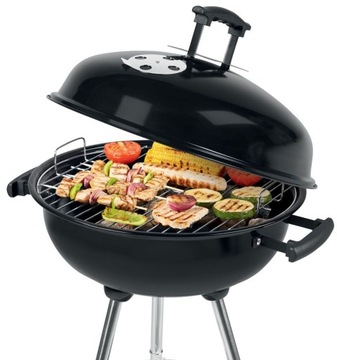 Grill kulisty węglowy ogrodowy zamykany z pokrywą na kółkach pokrywa 34 cm