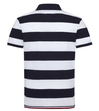 TOMMY HILFIGER KOSZULKA POLO STRIPED HEM DETAIL S