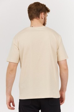 BALMAIN Beżowy t-shirt męski z aplikacją z logo M