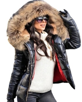 PARKA KURTKA DAMSKA PIKOWANA Z KAPTUREM CIEPŁA ZIMOWA S-4XL, M