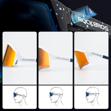Okulary rower reg. kąt zauszników ROCKBROS SP297/2 white/blue