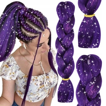 Набор синтетических волос с красочными блестящими косами, 6 шт., искусственные