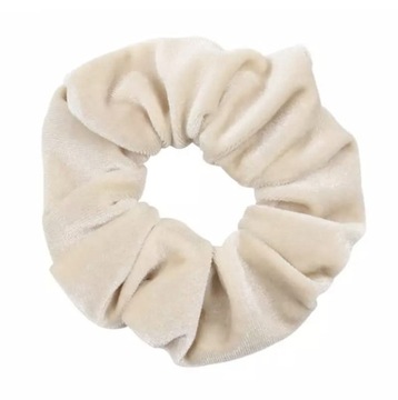 Gumka do włosów scrunchies aksamitka frotka kremowa welurowa duża