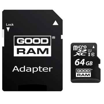КАРТА ПАМЯТИ MICRO SD 64 ГБ GOODRAM КЛАСС 10 100 МБ/С + АДАПТЕР
