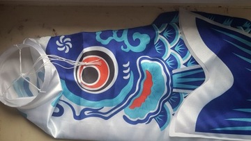 JAPOŃSKI KARP KOI KOINOBORI FLAGA NOBORI ASAGI NIEBIESKI 100CM KODOMO NO HI