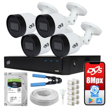 ZESTAW DO MONITORINGU IP 4 KAMERY 8MPX POE DYSK