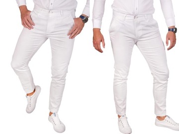 Spodnie chinosy wizytowe slim białe GM rozm. 34