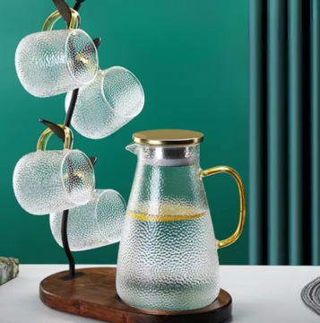 Термостойкий кувшин для воды, чая, сока, стекло, MPLCo 2л, золото