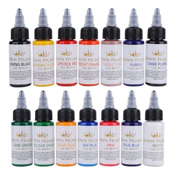 14SZT TUSZ DO WYPEŁNIEŃ I KONTURU TATUAŻU 30ML