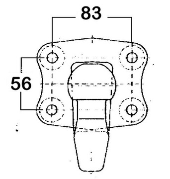 Фаркоп, кованый шар, 4 винта WESTFALIA LOWER, расстояние 3 см, 83x56