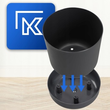 ЦВЕТОЧНЫЙ ГОРШОК НА ПОДСТАВКЕ 20см АНТРАЦИТОВЫЙ