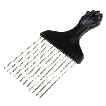 Металлическая расческа Black Fist Afro Pick для