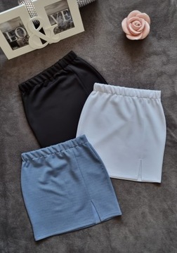 ЧЕРНАЯ МИНИ-ЮБКА на резинке и разрезом на НОГУ, M/L