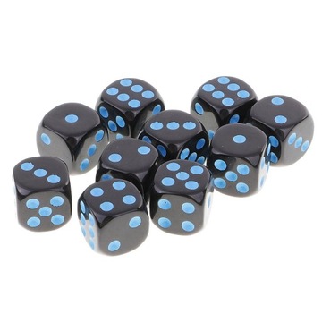 10x16mm sześciostronne kostki punktowe D6 gry planszowe RPG niebieski czarn
