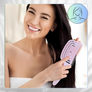 Плоская массажная расческа для всех типов, гибкая, фиолетовая.