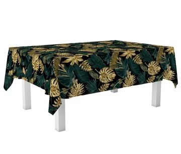 OBRUS DEKORACYJNY 140X220 WZÓR ZIELONE LIŚCIE