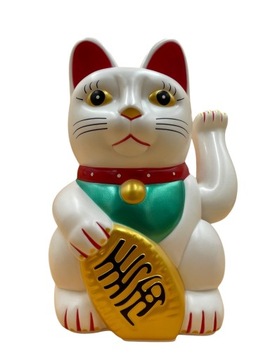 Japoński Kot Maneki-Neko Chiński Szczęścia BIAŁY 25cm