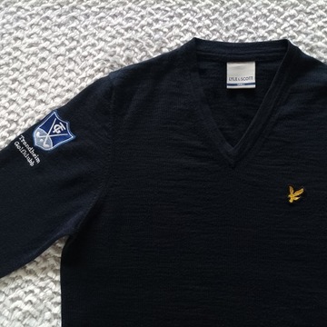 Lyle&Scott sweter męski w serek roz. S * 50% wool *