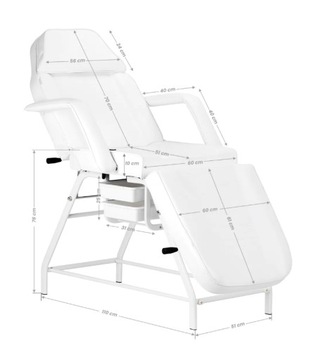 РЕГУЛИРУЕМОЕ КОСМЕТИЧЕСКОЕ КРЕСЛО С ПОДНОСАМИ ТАТУ-САЛОН ДИВАНТ БЕЛЫЙ