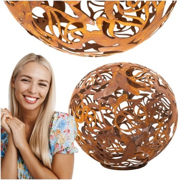 KULA OGRODOWA RÓŻA DEKORACYJNA LAMPA KULE OGRODOWE ZEWNĘTRZNE 27 CM CORTEN