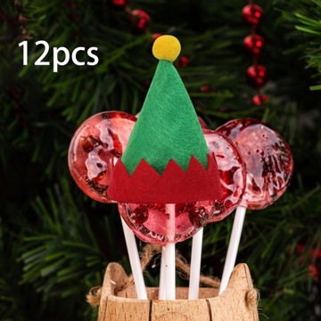 12шт Рождественская шапка Мини-шляпы Санта-Клауса Мини-зеленые