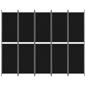 Экран 5-панельный, черный, 250х200 см, ткань