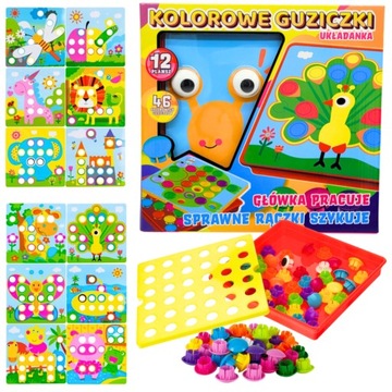 ОБРАЗОВАТЕЛЬНАЯ МОЗАИКА КНОПКИ Лобзик МОНТЕССОРИ большие разноцветные КНОПКИ